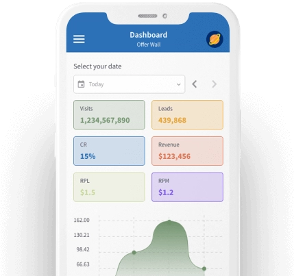 Coinis Publisher App showing live dashboard, revenue and payouts
